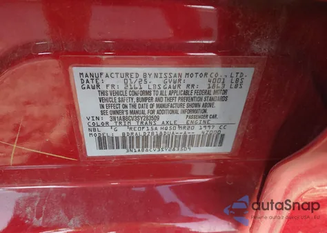 2025 Nissan Sentra Sv z USA, uszkodzony, nr VIN 3N1AB8CV3SY283509